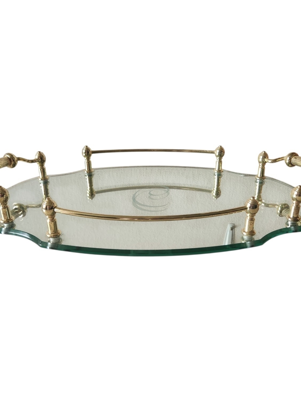Vanity Mirror Tray with Brass Accents Regency Hollywood Style. Frontgate 15 X 9